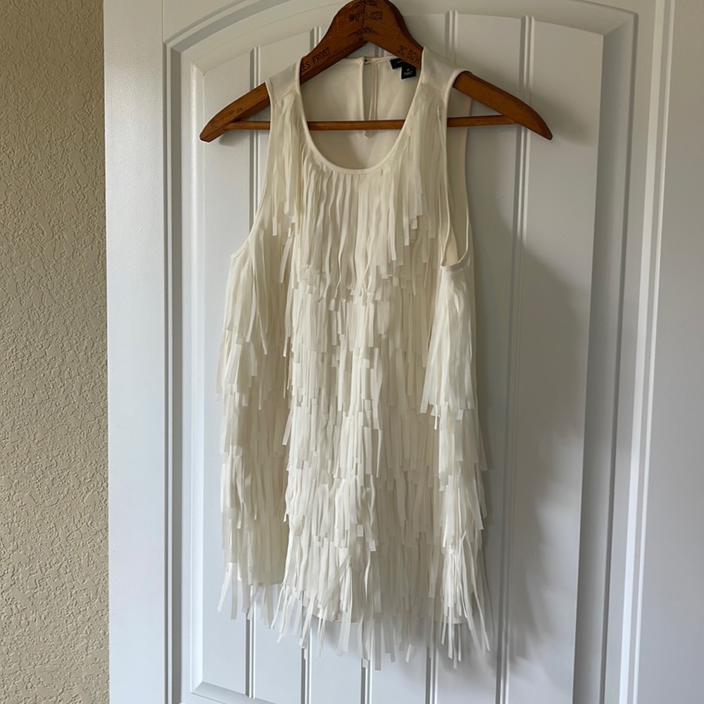 Sleeveless top with fringe Ann Taylor